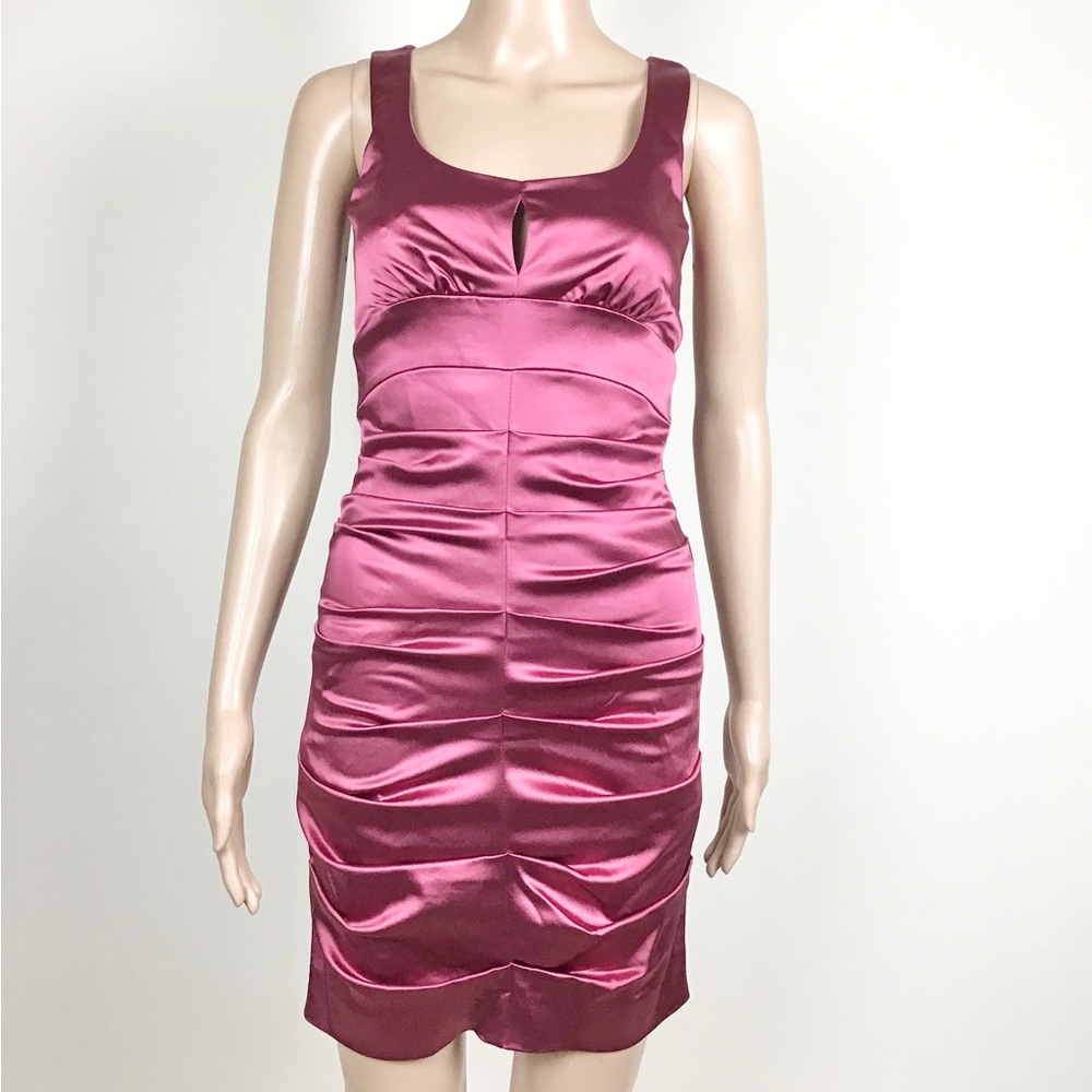 Nicole Miller Collection Ruched Sleeveless Dress Burgundy Size 0